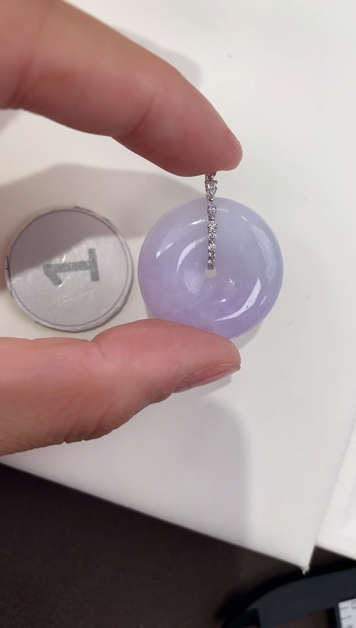 颈饰18K金镶嵌翡翠天然缅甸a货翡翠