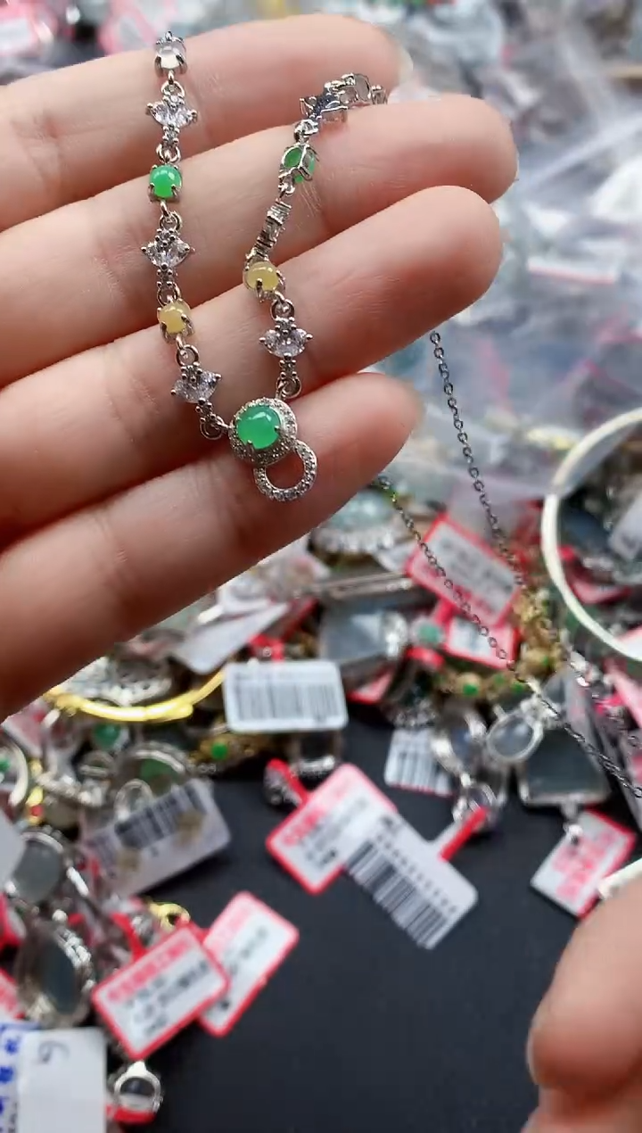 银S925镶嵌戒指翡翠天然A货缅甸翡翠