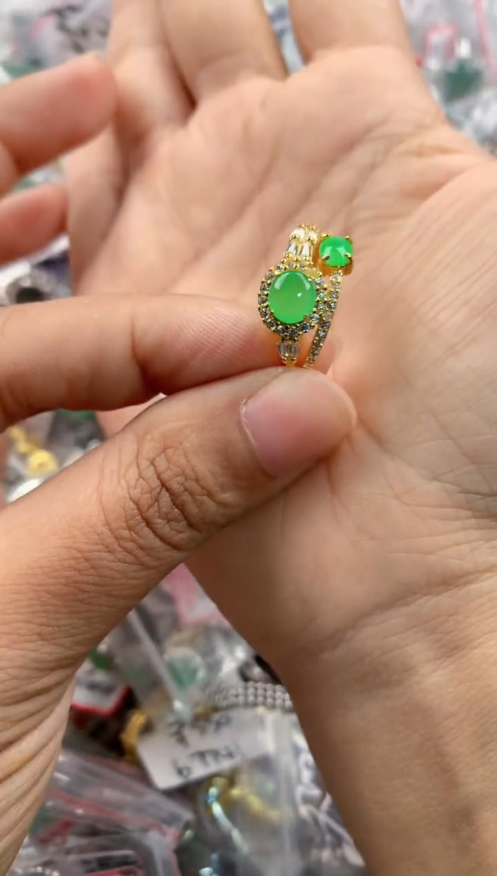 银S925镶嵌戒指翡翠2222----2