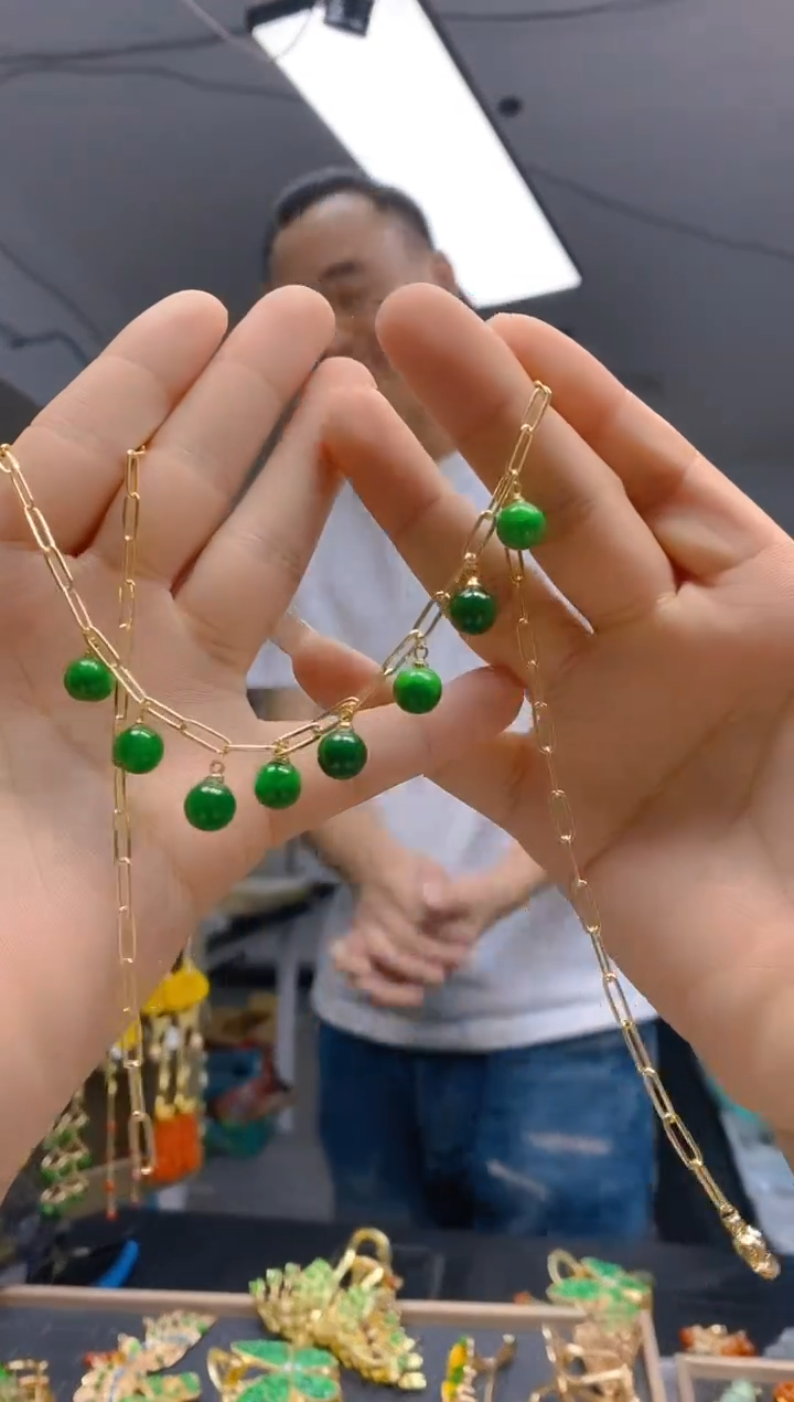 【闪购商品】翡翠耳饰合金0224翡翠锁骨链