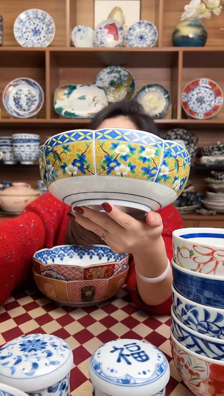 【闪购商品】瓷片黄花鸟20.5cm花边钵