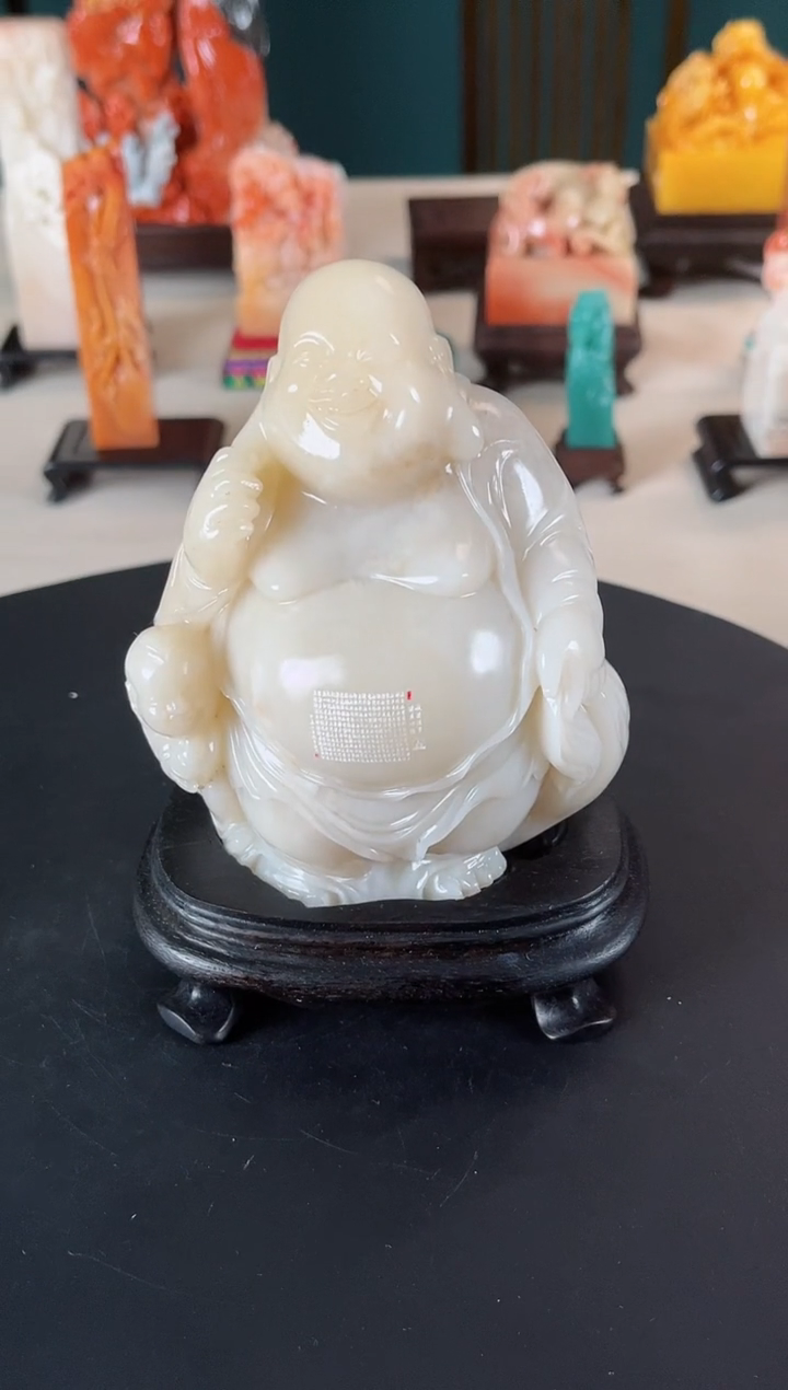 【闪购商品】昌化石印石心经微刻-孔令佳-弥勒佛摆件