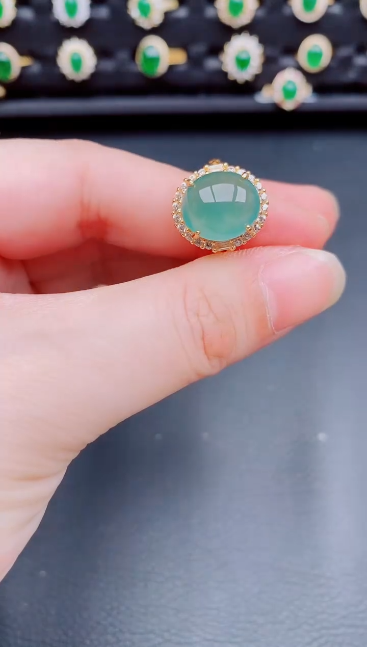 【闪购商品】翡翠戒指银S925镶嵌天然a货翡翠103