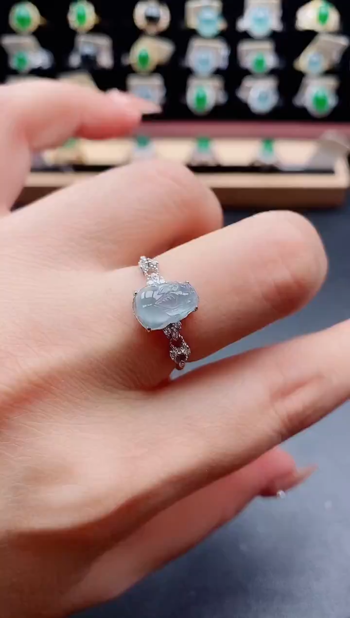 银S925镶嵌戒指翡翠1