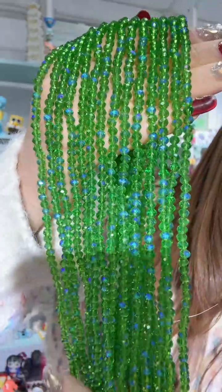 琉璃1332卡4水晶扁10条微光彩草绿色