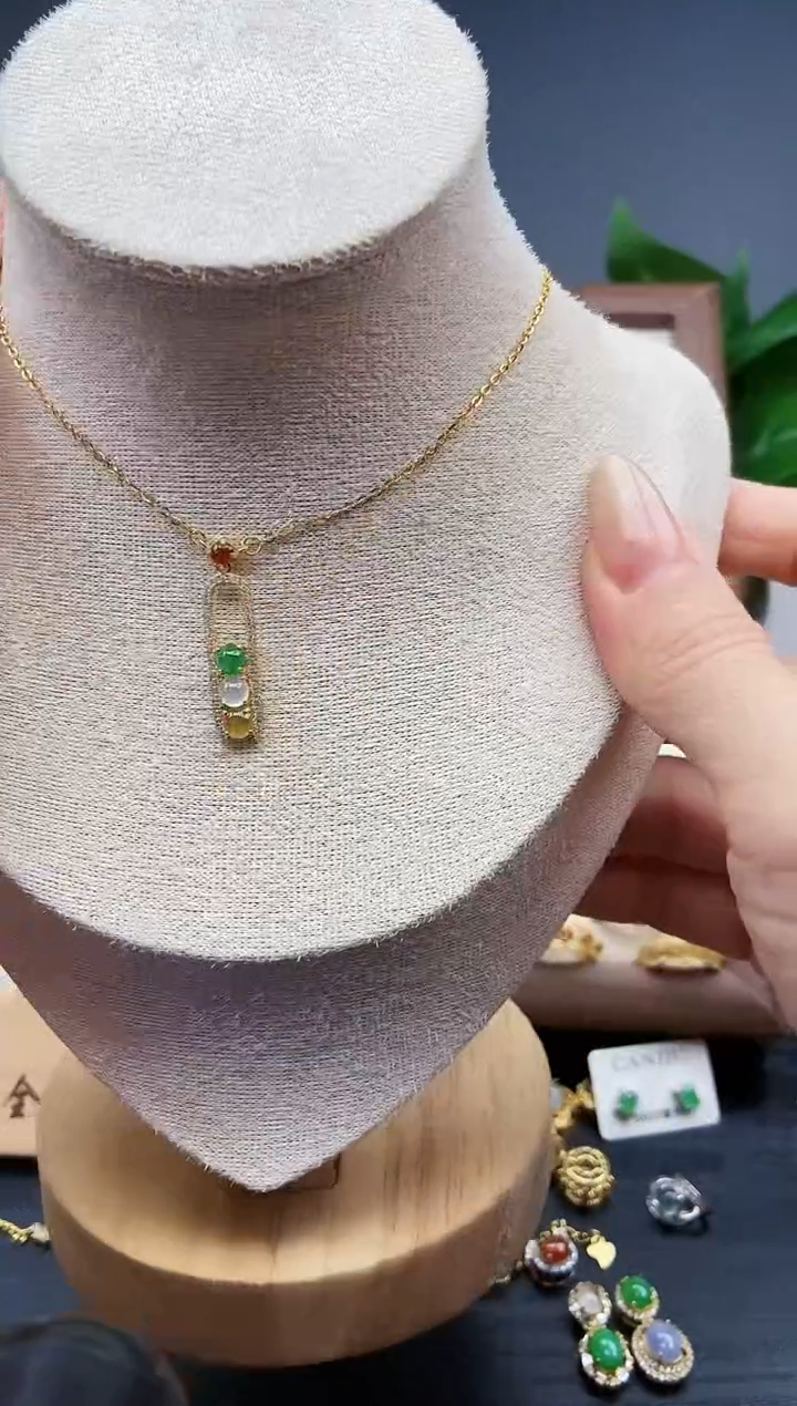 颈饰银S925镶嵌翡翠2