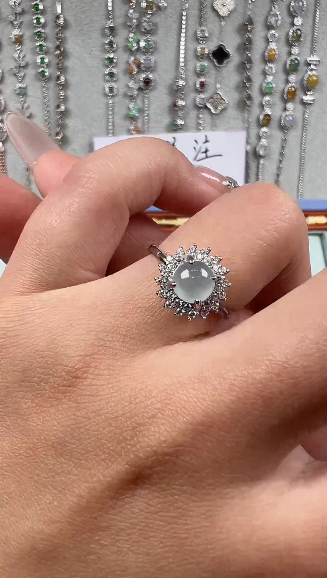 【闪购商品】翡翠戒指银S925镶嵌天然缅料保a保真保天然