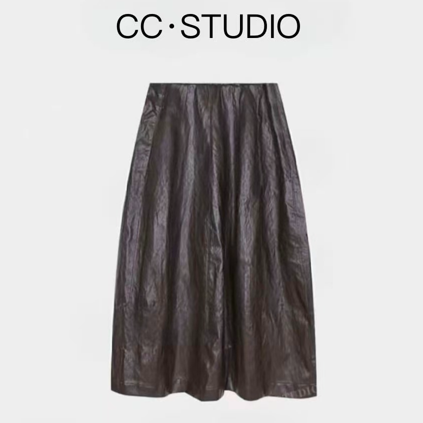 皮半身裙女春秋新款高腰显瘦中长款裙子长裙