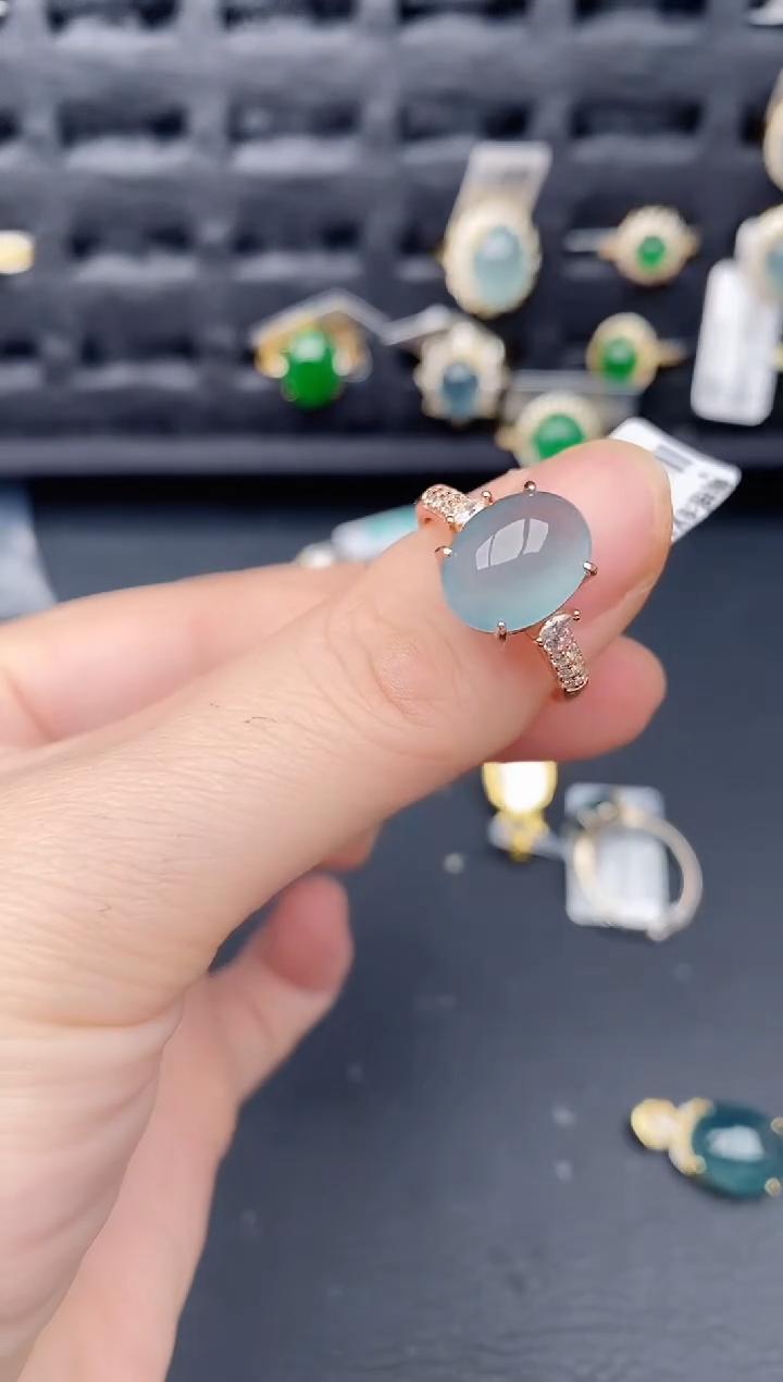 银S925镶嵌戒指翡翠天然a货翡翠315