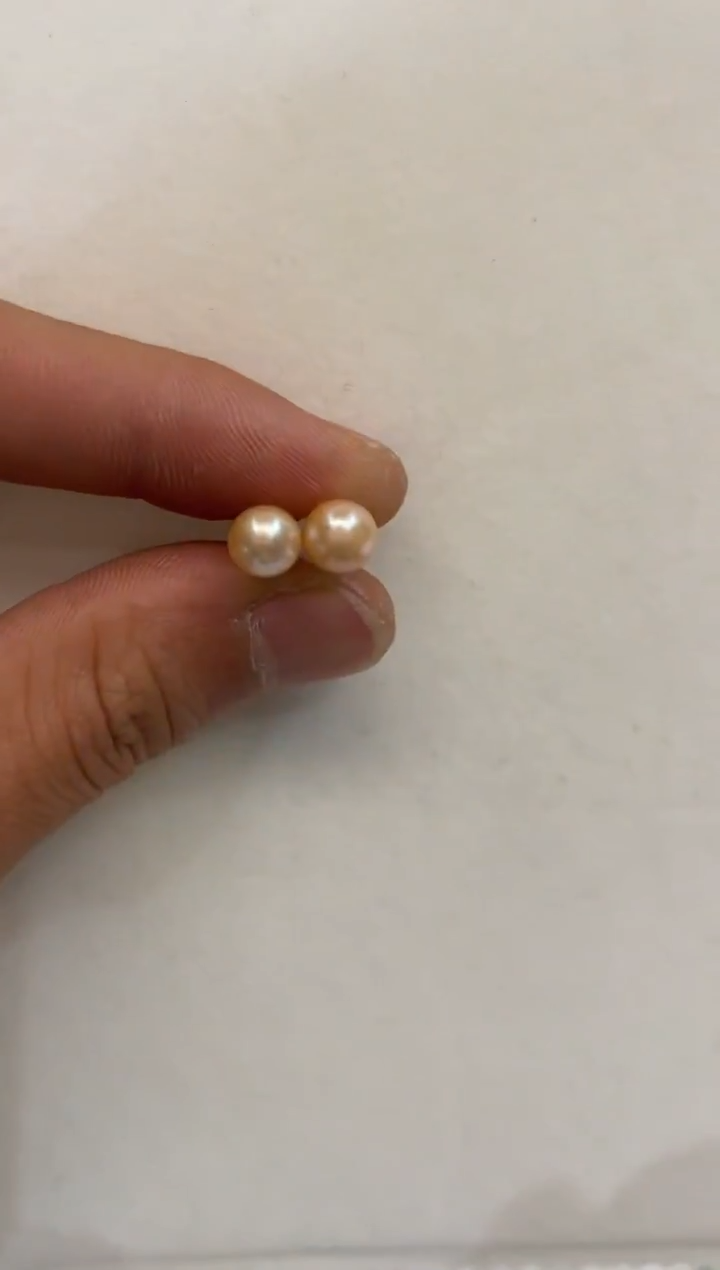 银S925镶嵌耳饰淡水珍珠6-7