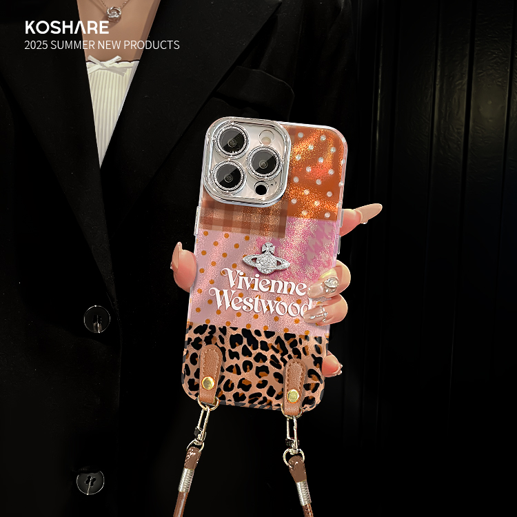 拼接豹纹西太后适用苹果vivo华为oppo小米iPhone16水波纹手机壳