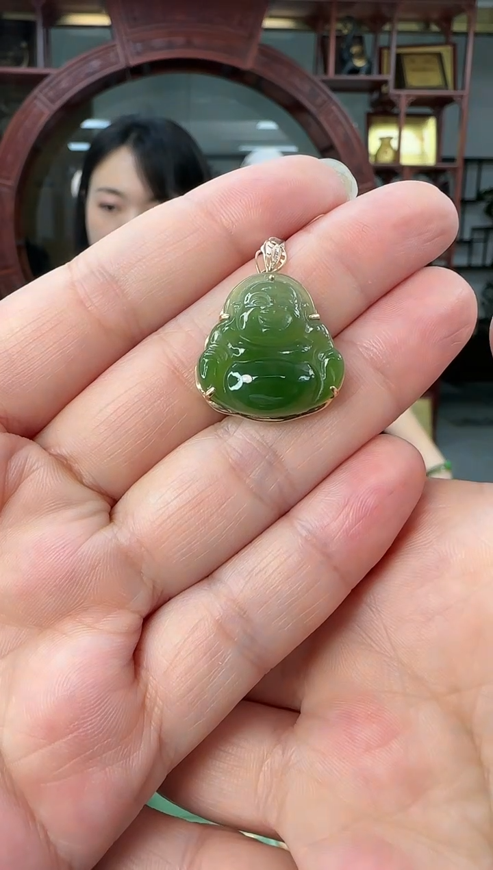 【闪购商品】和田玉吊坠18K金镶嵌0122-030