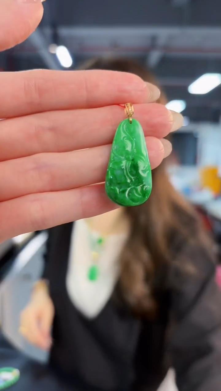 【闪购商品】翡翠颈饰18K金镶嵌缅料A货/支持复检/一件