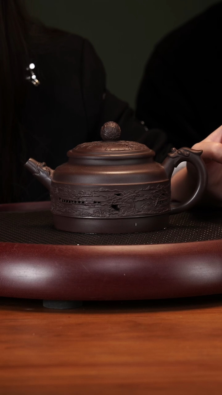 【闪购商品】紫砂茶壶2155YJB龙韵江南景舟紫泥380cc