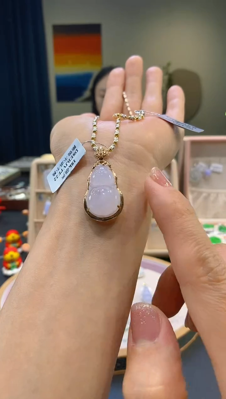 【闪购商品】翡翠18K金镶嵌吊坠(不含链)葫芦