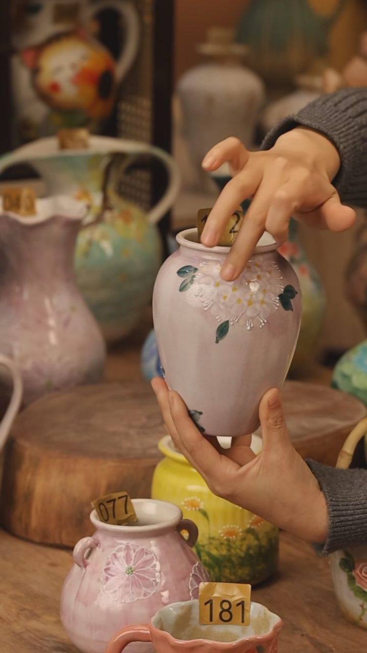 陶瓷景德镇设计师手作花器摆件侘寂风@M172@