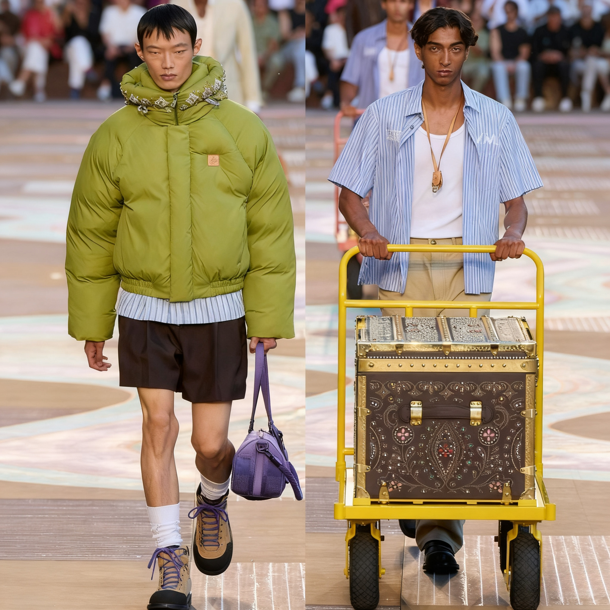 【C36122】【冬天】25年冬季新款条纹拼色百搭轻奢男女同款外套