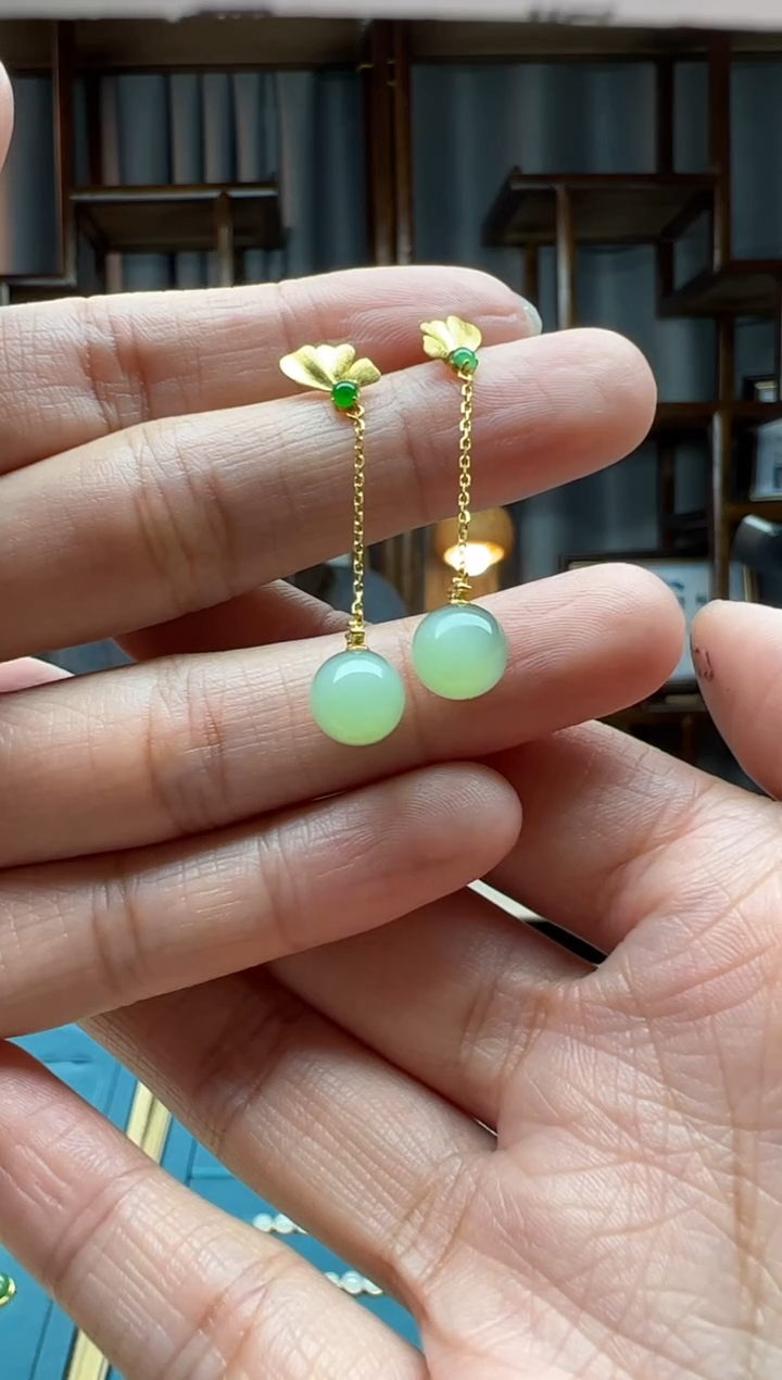 【闪购商品】和田玉颈饰18K金镶嵌耳饰  