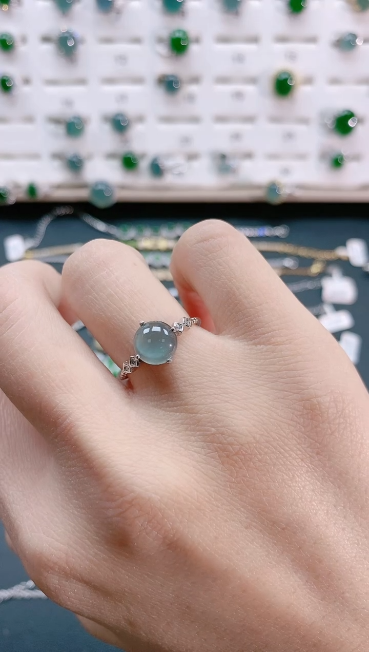 【闪购商品】翡翠戒指银S925镶嵌天然翡翠