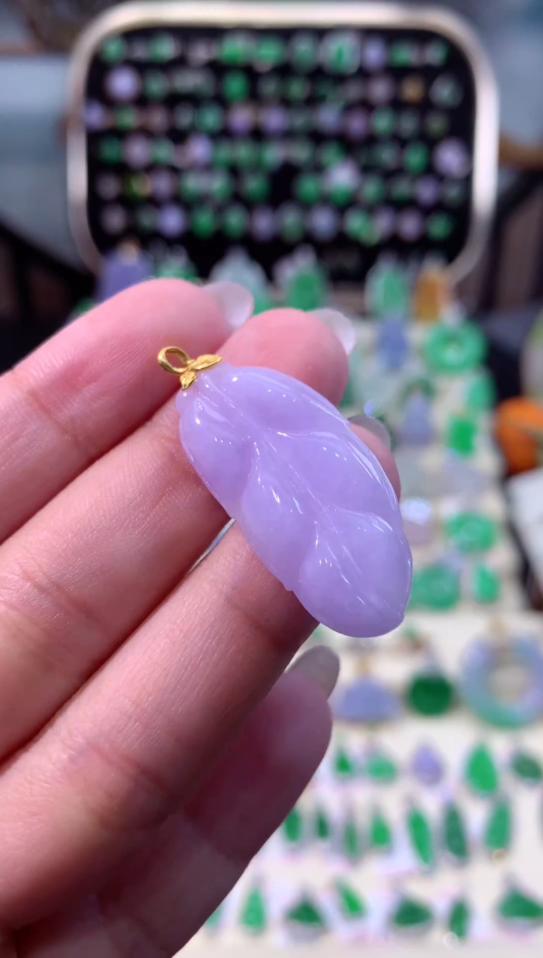 【闪购商品】翡翠颈饰18K金镶嵌缅甸天然A货翡翠