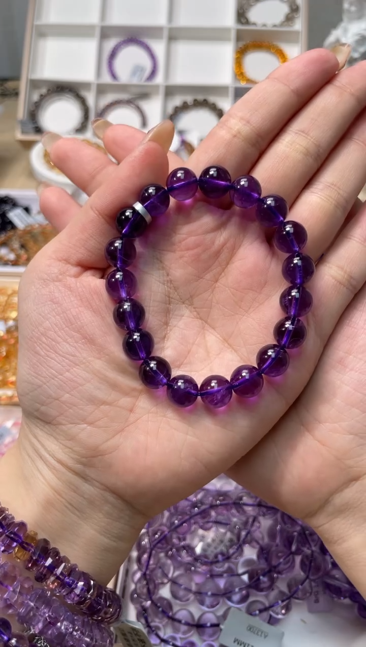 【闪购商品】紫晶手链未镶嵌乌拉圭紫水晶10m+两颗