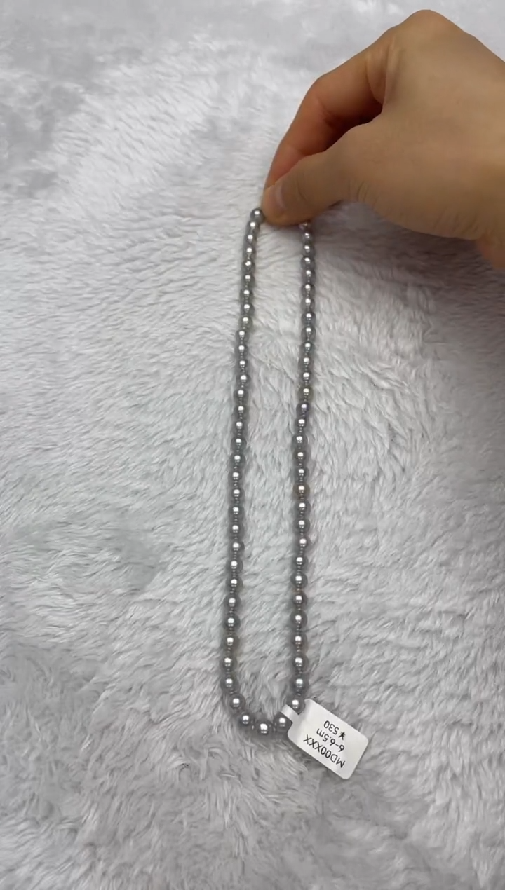 项链银S925镶嵌海水珍珠AK真多麻6-6.5mm
