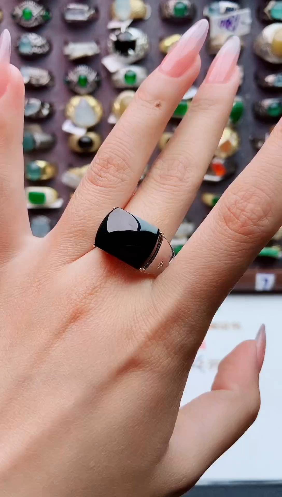 银S925镶嵌戒指翡翠天然翡翠男戒