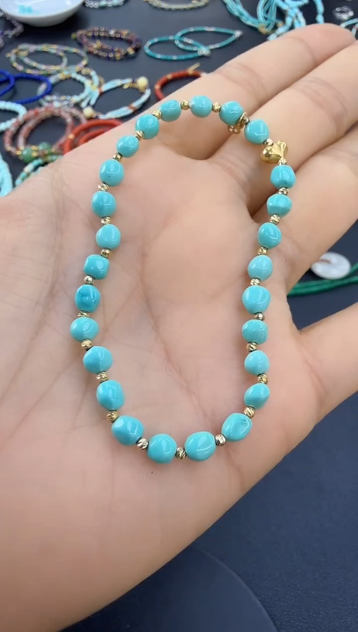 18K金镶嵌绿松石手串 H1102-3793-610