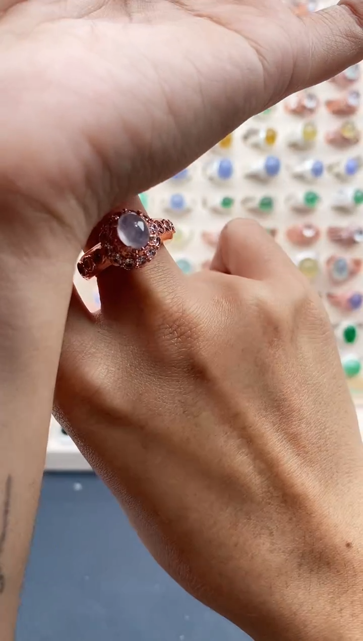 【闪购商品】翡翠戒指未镶嵌缅甸天然A货翡翠444   9+5