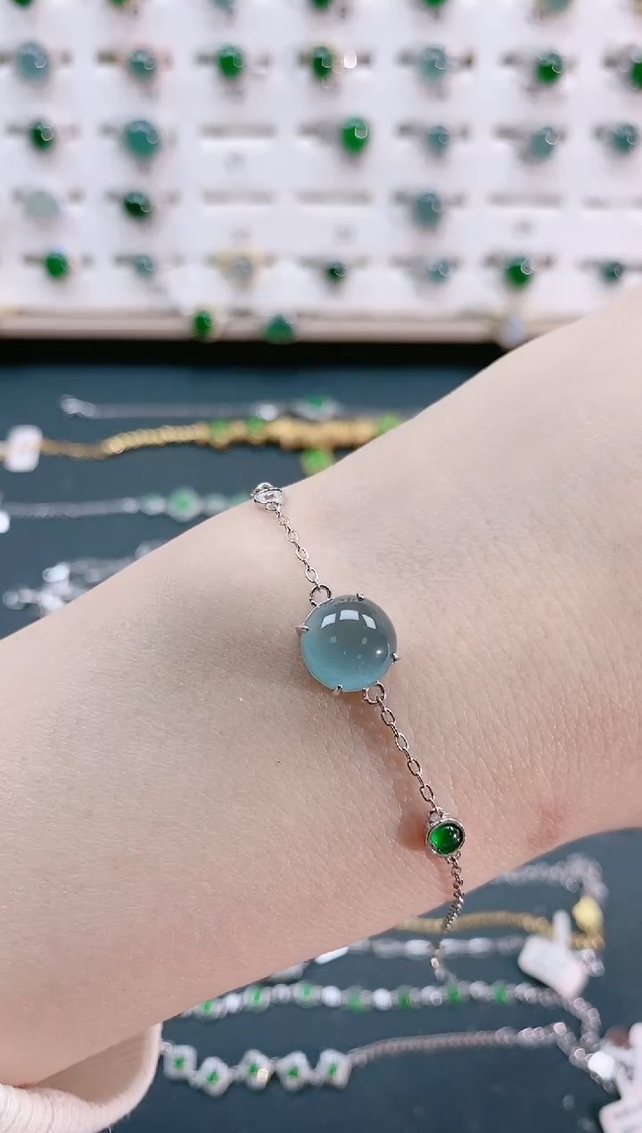 【闪购商品】翡翠手链银S925镶嵌 天然翡翠