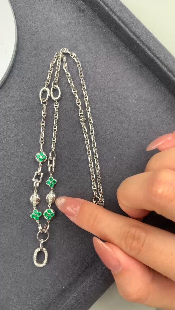 18K金镶嵌手链祖母绿0.58ct祖母绿  FH 定制