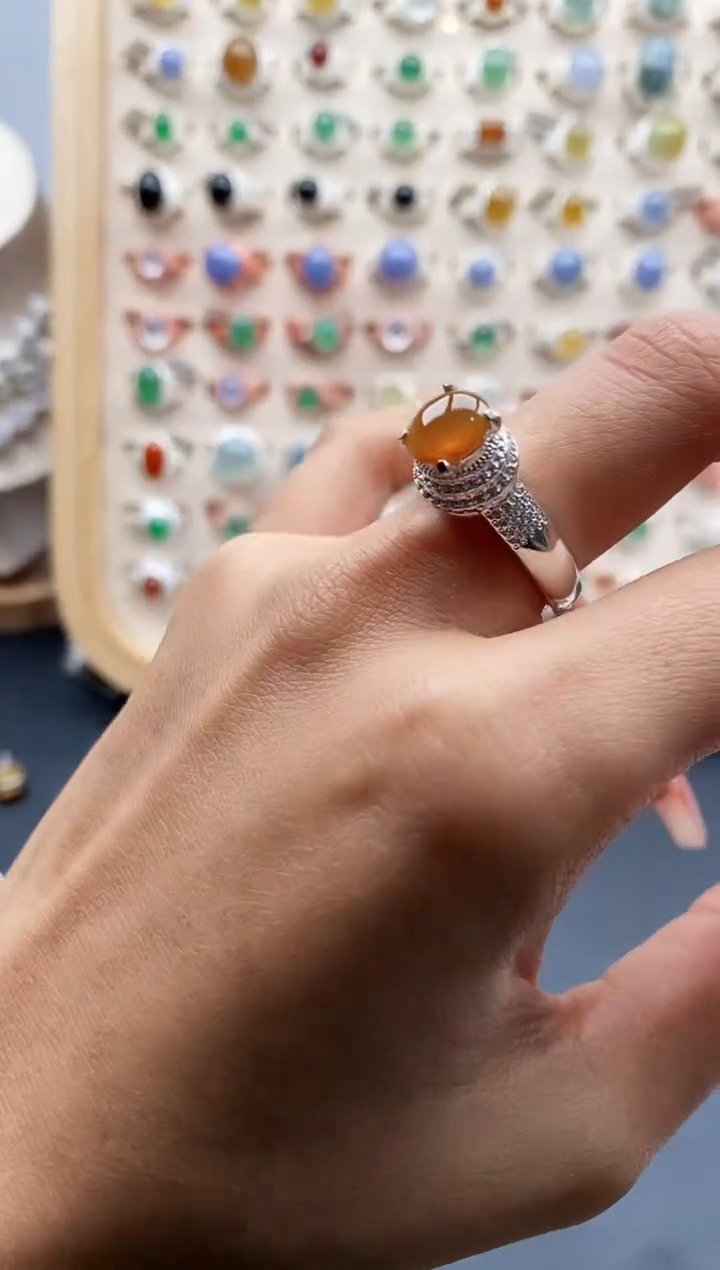 【闪购商品】翡翠戒指未镶嵌缅甸天然A货翡翠666 1+2