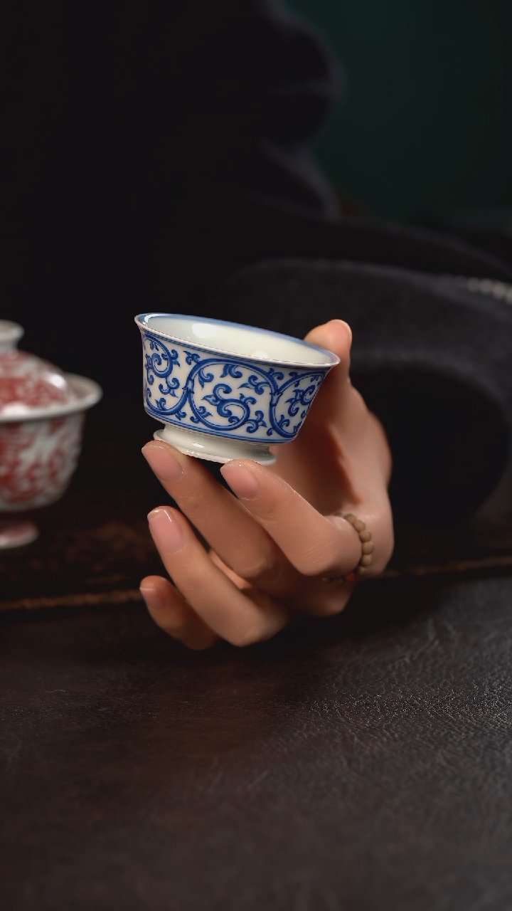 【闪购商品】杯聚澜堂仿明缠枝莲马蹄杯