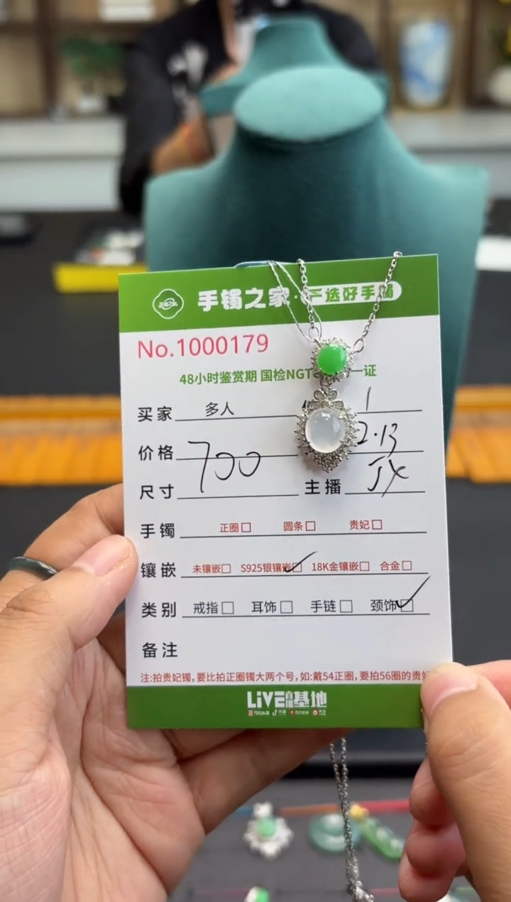 【闪购商品】翡翠颈饰银S925镶嵌多人