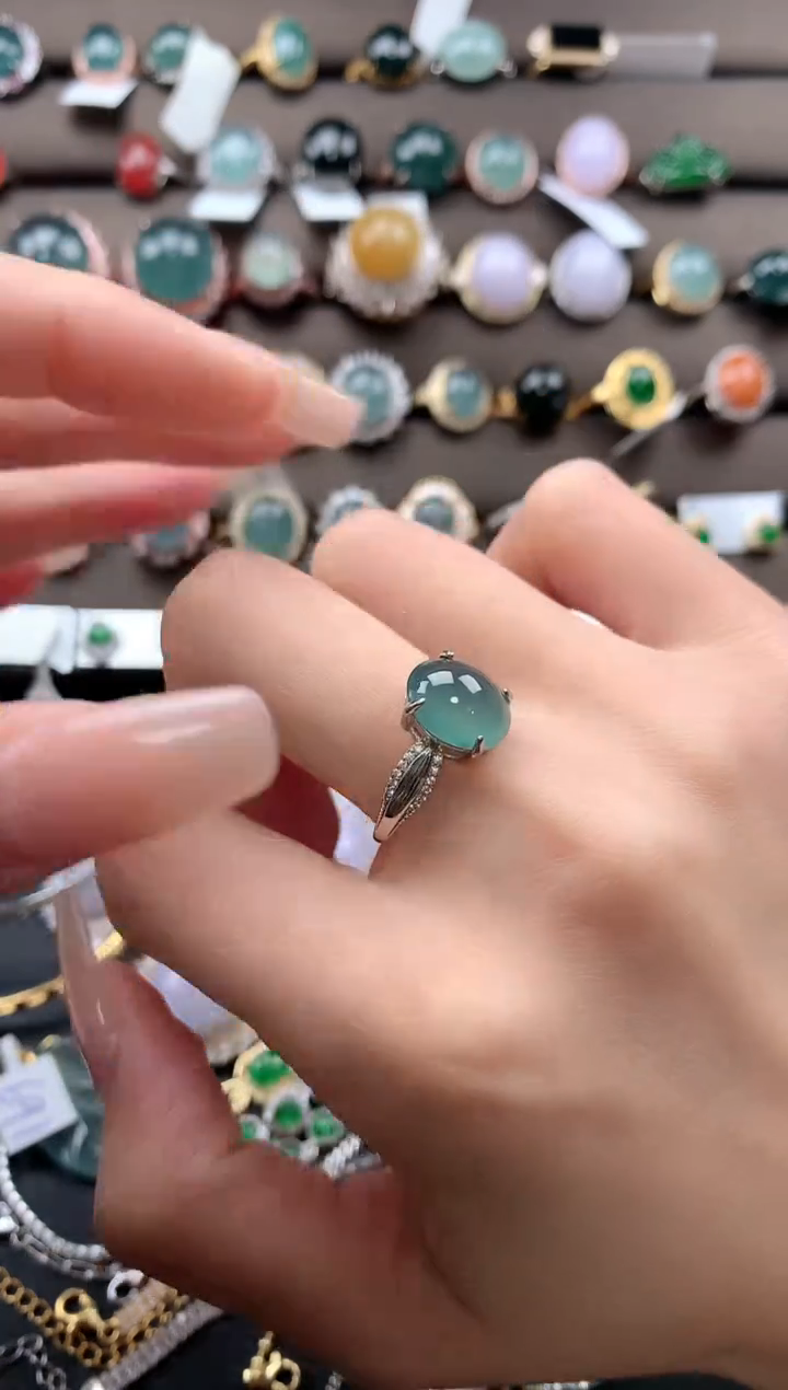 【闪购商品】翡翠戒指银S925镶嵌423423