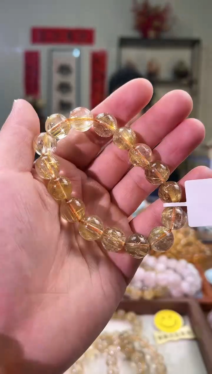 【闪购商品】发晶手串未镶嵌13mm顺金钛晶