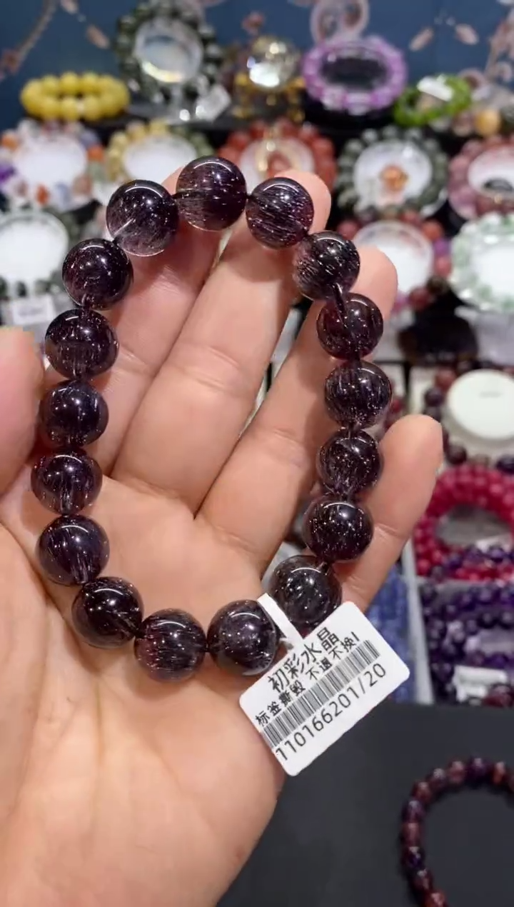 【闪购商品】水晶手串未镶嵌黑红超七12+