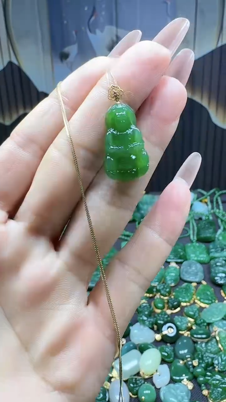 【闪购商品】和田玉吊坠(不含链)18K金镶嵌1