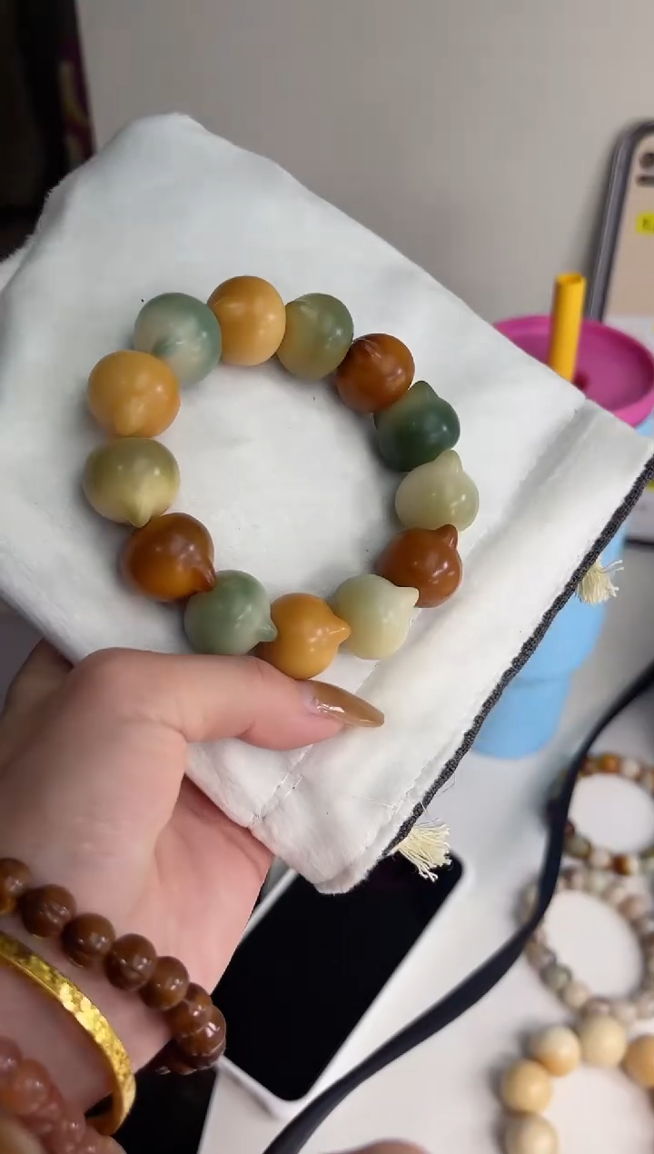 手串菩提根/象牙果兮***嘻沐k52干磨猫猫头21mm手串瑕疵不补