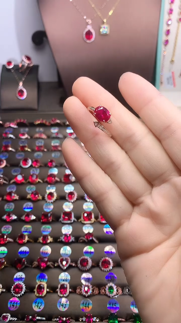 【闪购商品】红宝石戒指银S925镶嵌玫瑰金