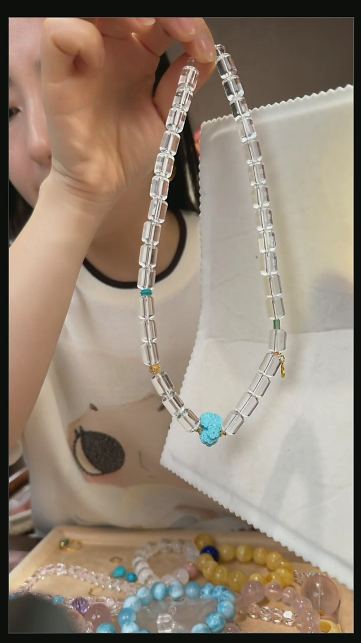 【闪购商品】水晶项链18K金镶嵌天然白水晶项链