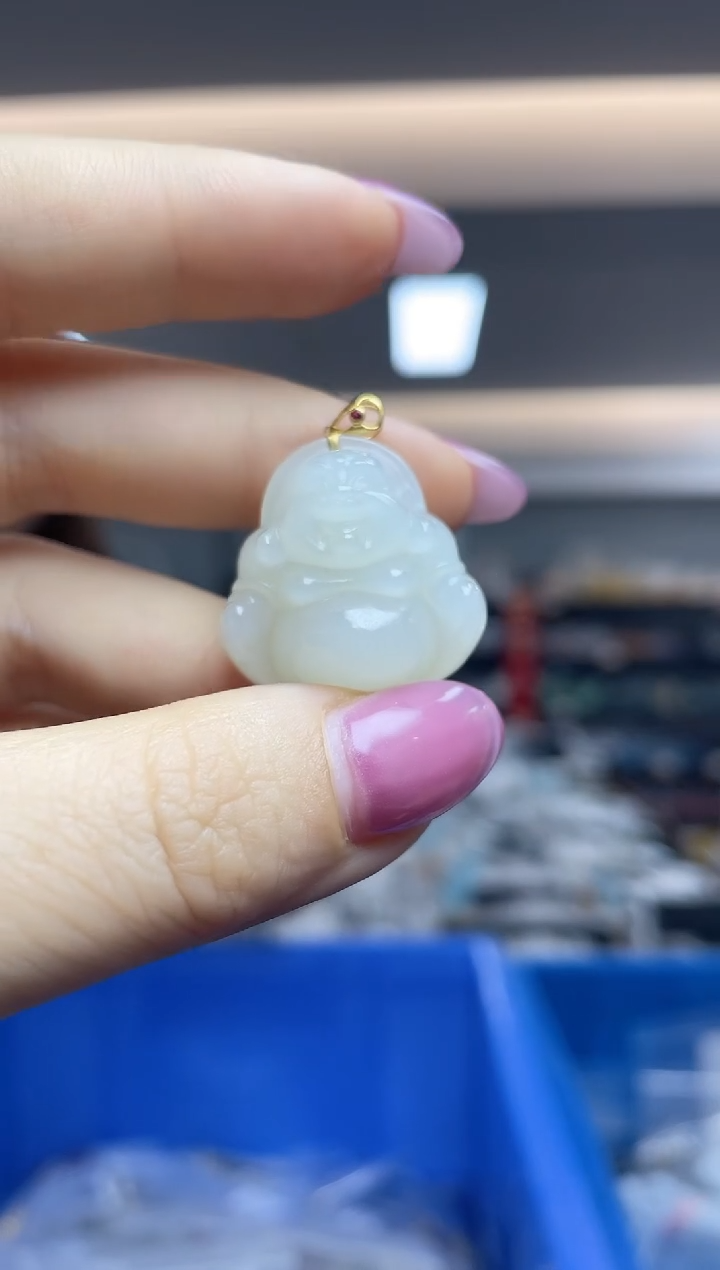 和田玉18K金镶嵌颈饰（多样性发一件）