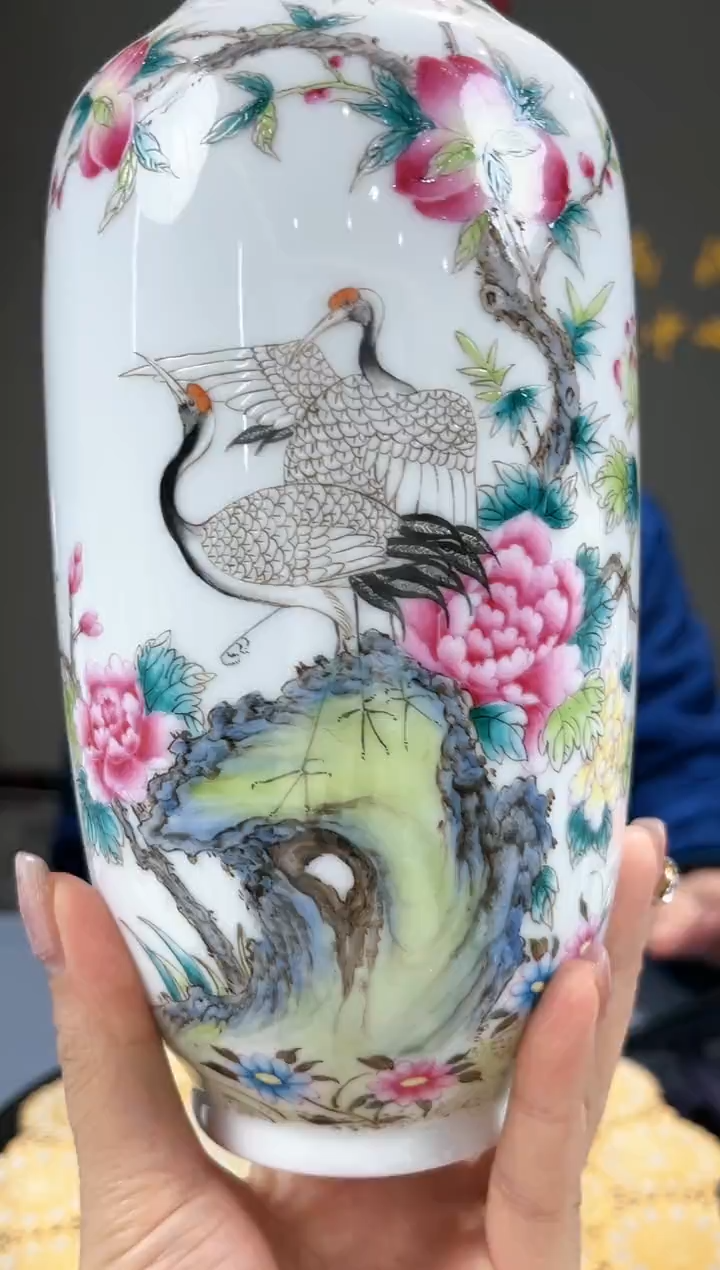 【闪购商品】官窑瓷画院971官窑瓷画院仙鹤赏瓶