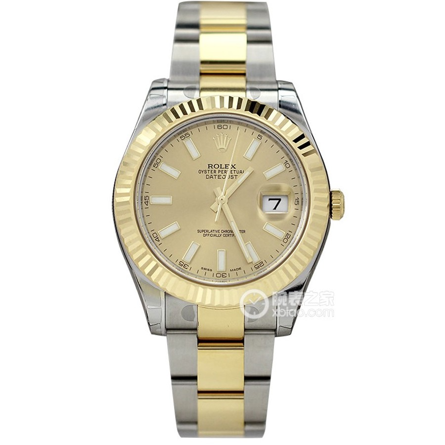 未使用 Rolex/劳力士 日志116333香槟金条刻/41表径/单表男士腕表