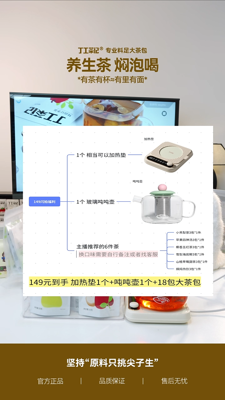 高硼硅玻璃6件（18包）茶+加热垫+玻璃吨吨壶