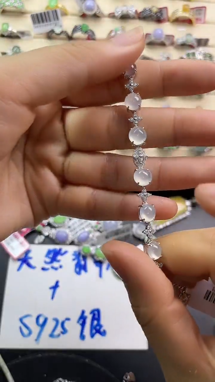 银S925镶嵌戒指翡翠翡翠 蛋面 银S925镶嵌