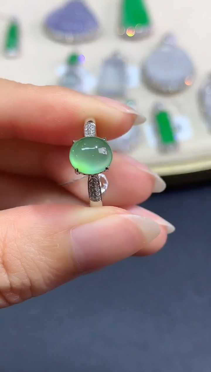 18K金镶嵌戒指翡翠戒指|6980