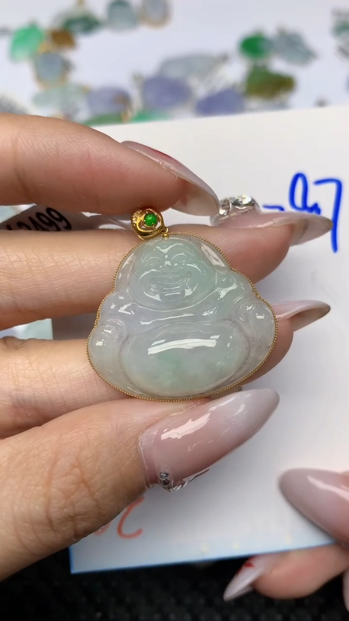 【闪购商品】翡翠颈饰18K金镶嵌天然翡翠a货