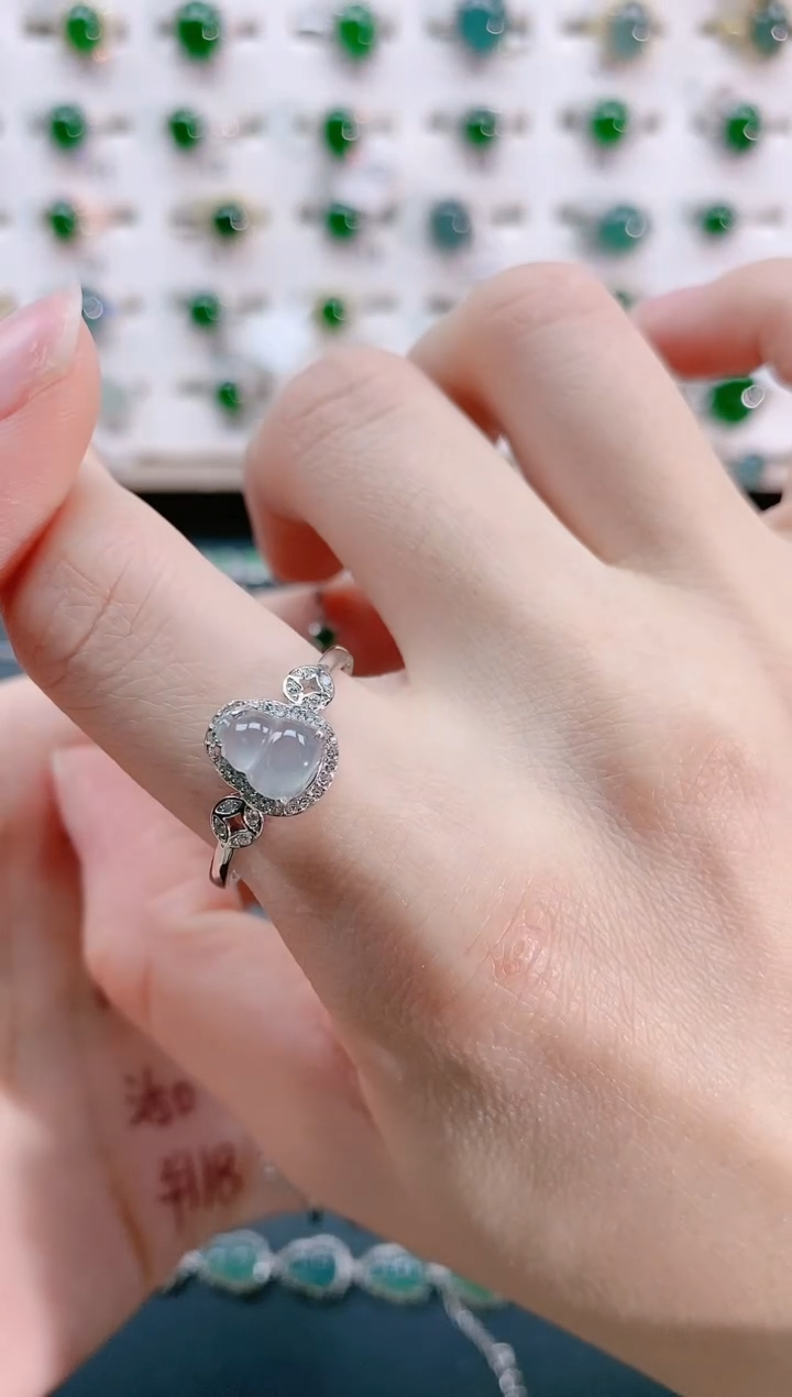 【闪购商品】翡翠戒指银S925镶嵌天然翡翠