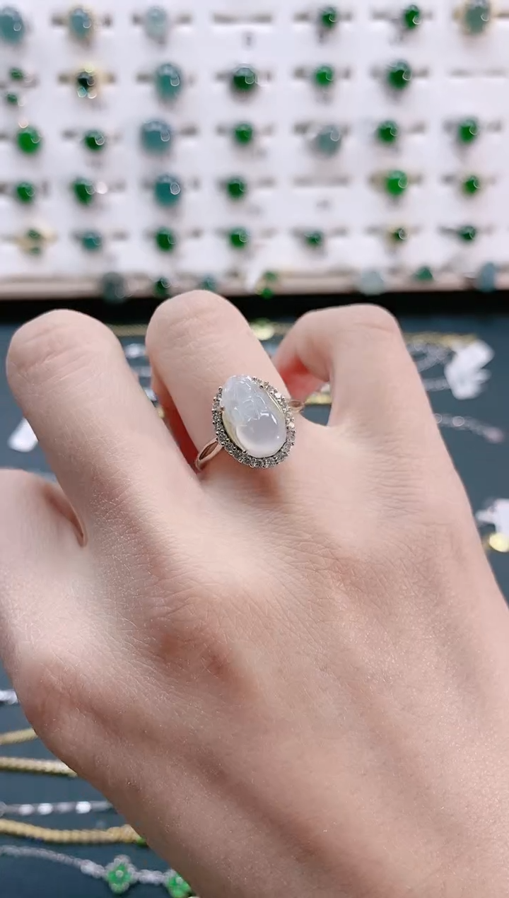 【闪购商品】翡翠戒指银S925镶嵌天然翡翠